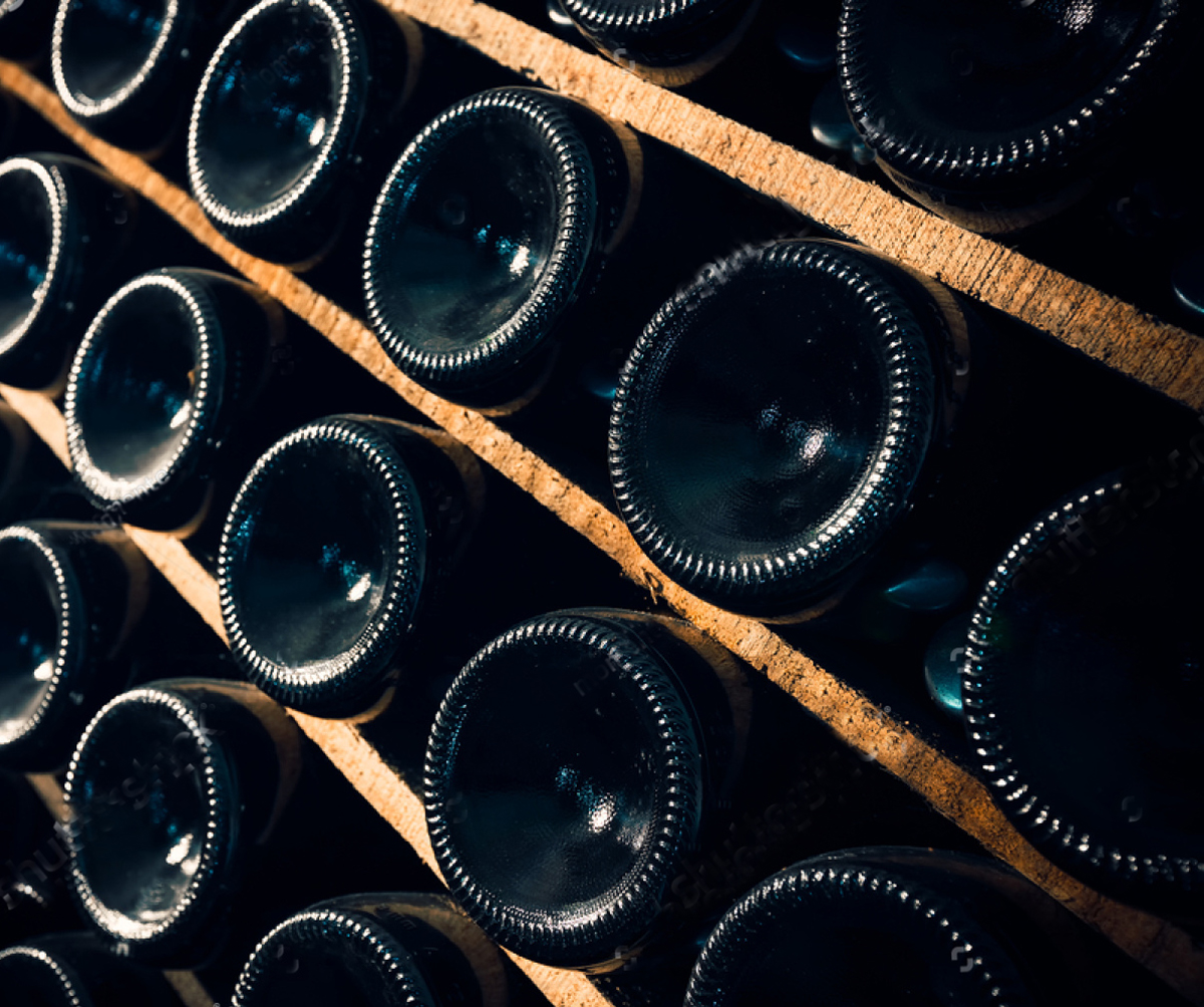 Bottiglie di vini in cantina